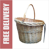 Wicker Bike Basket with Handle Light